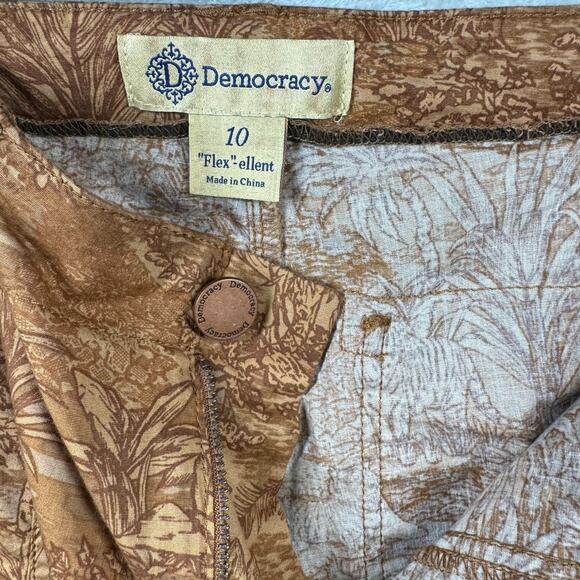 Democracy Flexellent NEW Pants Womens 10 Brown Floral Utility Cuff Stretch Cargo - Picture 6 of 12